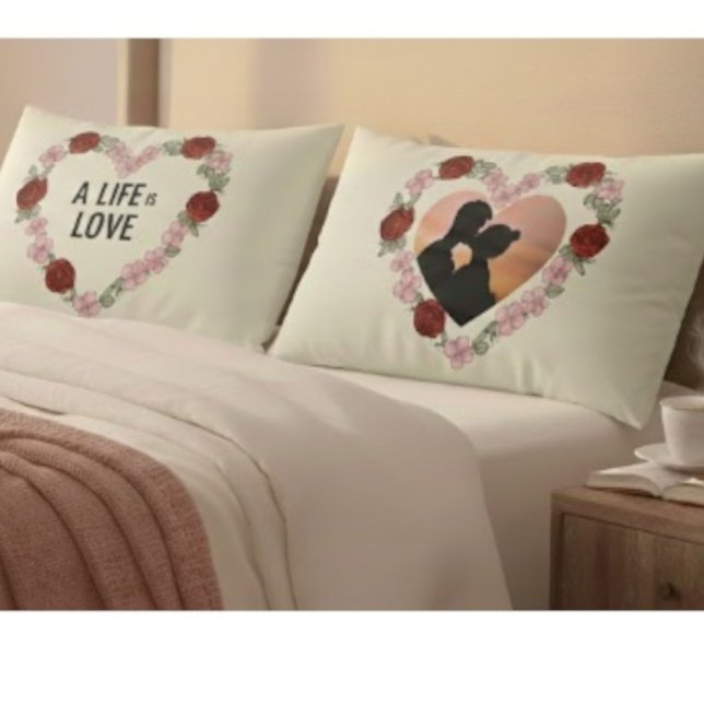 Romantic Personalised Pillowcase -  Photo & Text  (Criador carregado)