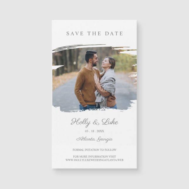 Romantic Photo & Simulated Brush for Save the Date (Frente)