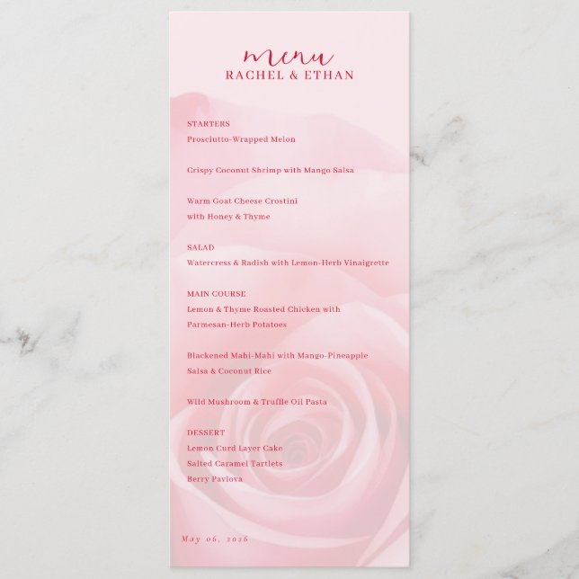 Romantic Pink Rose Menu (Frente)