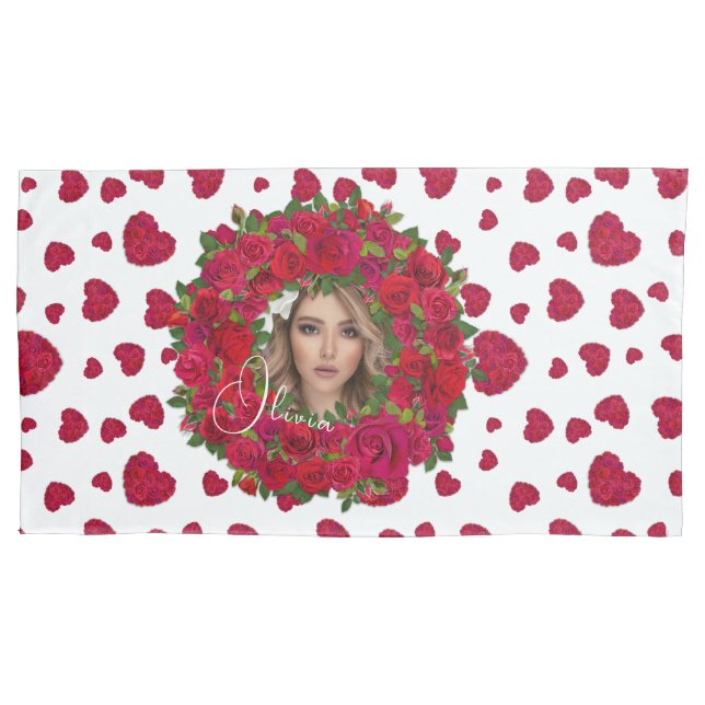 Romantic Red Dark Pink Roses Photo Border (Frente-Esquerda)
