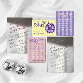 Romantic Retro Disco Party QR Code RSVP Wedding