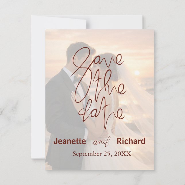 Romantic Sunset Beach Wedding Save the Date (Verso)