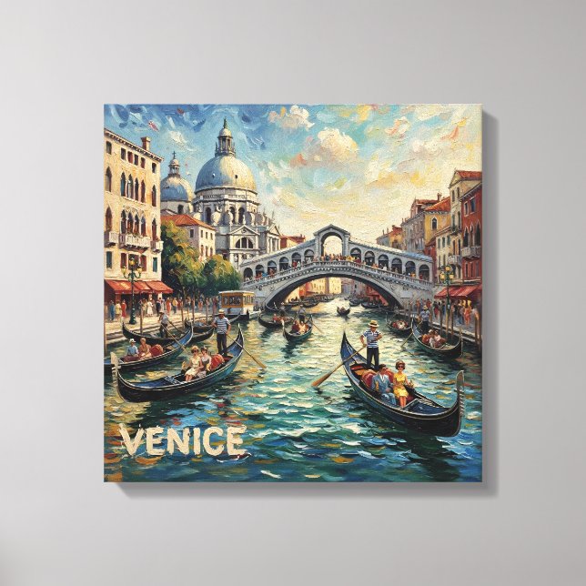 Romantic Venice Rialto Canal Canvas Art (Frente)