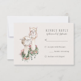 Romântica Bohemian Llama Casamento RSVP Resposta