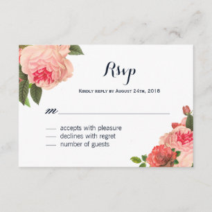 Romântica Coral Peonie em placas RSVP de Marinho