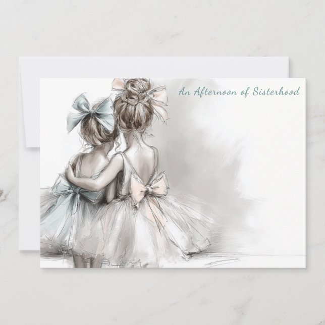 Romântica Dia da Irmã Chá Tarde Convite (Frente)