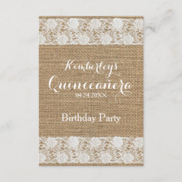 Romântica Lace e burlap Quinceañera Convite