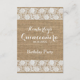 Romântica Lace e burlap Quinceañera Convite