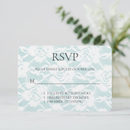 Romântica Mint White Roses Floral Weding RSVP