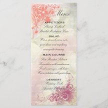 Romântica Modelo do Menu de Casamento Floral