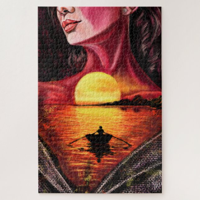 Romântica Sunset Girl Quebra-cabeça - Pintura de A (Vertical)