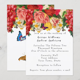 Romântica Vintage Convite Floral Para Casamento