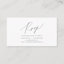 Romântico, Cinza Escuro, Convite RSVP, responder