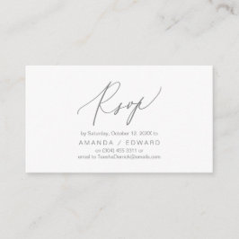 Romântico, Cinza Escuro, Convite RSVP, responder