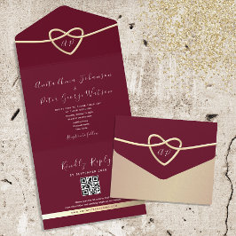 Romântico Código QR Casamento Borgonha