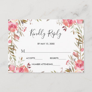 Romântico cora a flor RSVP Wedding floral