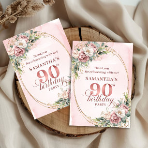 Romântico Rosa Dourado Folhagem Agradecimento de 9