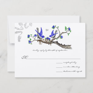 Romântico Vintage Azul Real Casamento RSVP