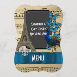 Romatic Paris e menu do casamento da folha de