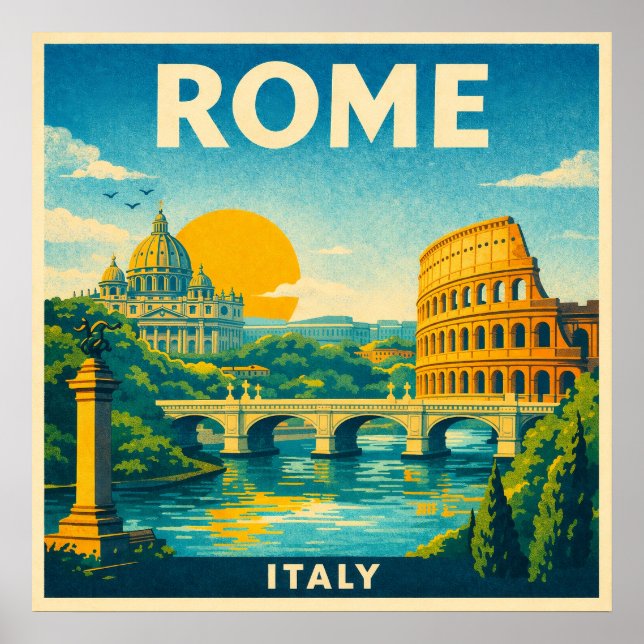 Rome Italy Vintage Travel Poster (Frente)