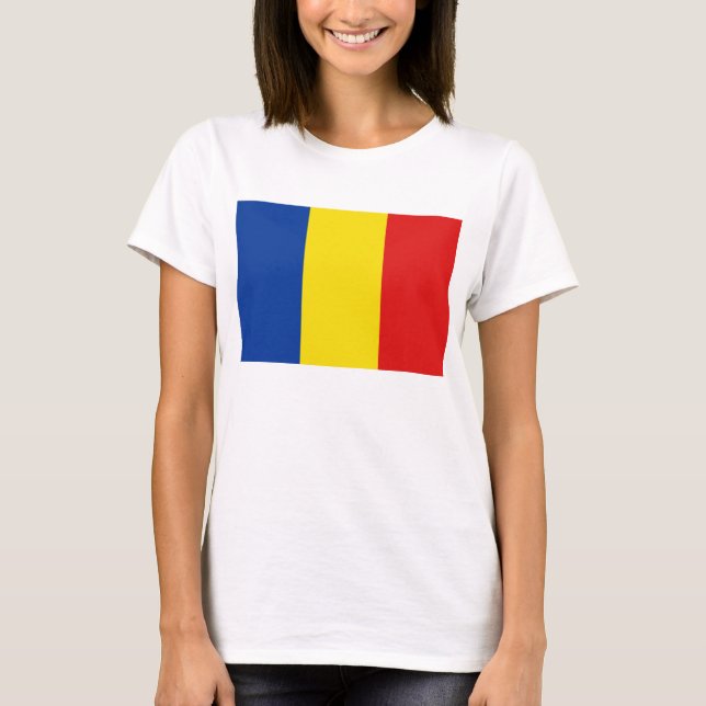 Romênia Flag x Map T-Shirt (Frente)