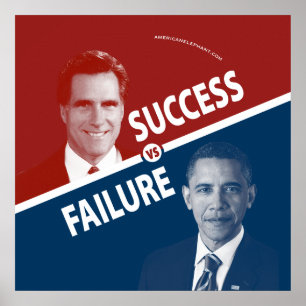Romney contra Obama - sucesso contra o poster da
