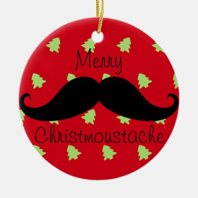 Ronda de Ornamento de Christmustache feliz (Frente)