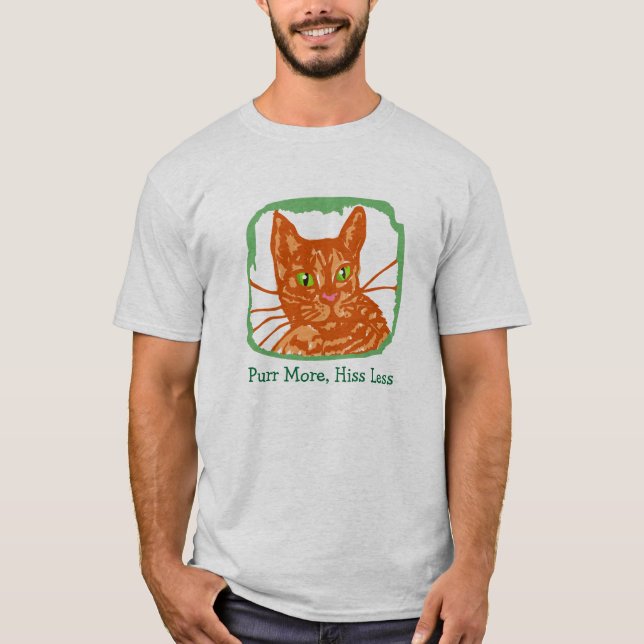 "Ronrone t-shirt alaranjado do gato malhado de (Frente)