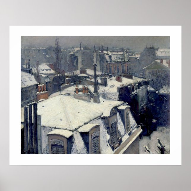 Rooftops de inverno em Paris Poster (Frente)