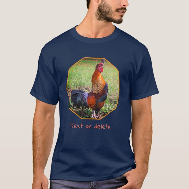 Rooster Crowing Farm Animal Personalized T-Shirt (Frente)