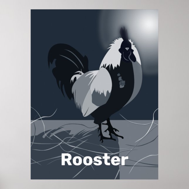 Rooster Dark Blue Kitchen Wall Art - Poster (Frente)