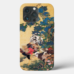 Rooster e Hen com Hydrangeas por Ito Jakuchu