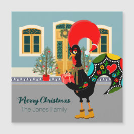 Rooster Português com o presente de Natal