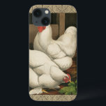 Roosters & Hen fora da Casa Hen com Fronteira Bran<br><div class="desc">Um impressão de arte rústica exibindo um galo vigoroso e uma galinha em uma casa de galinha. A borda da névoa escura é um padrão composto por elementos espirais. Esta impressão seria uma grande adição a uma decoração de casa rural.</div>