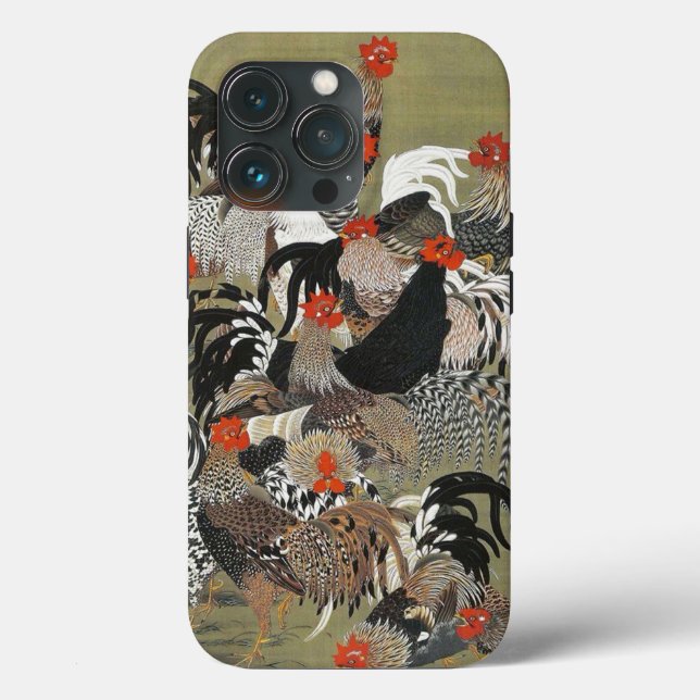 Roosters Hen Ilustração de Ito Jakuchu (Verso)