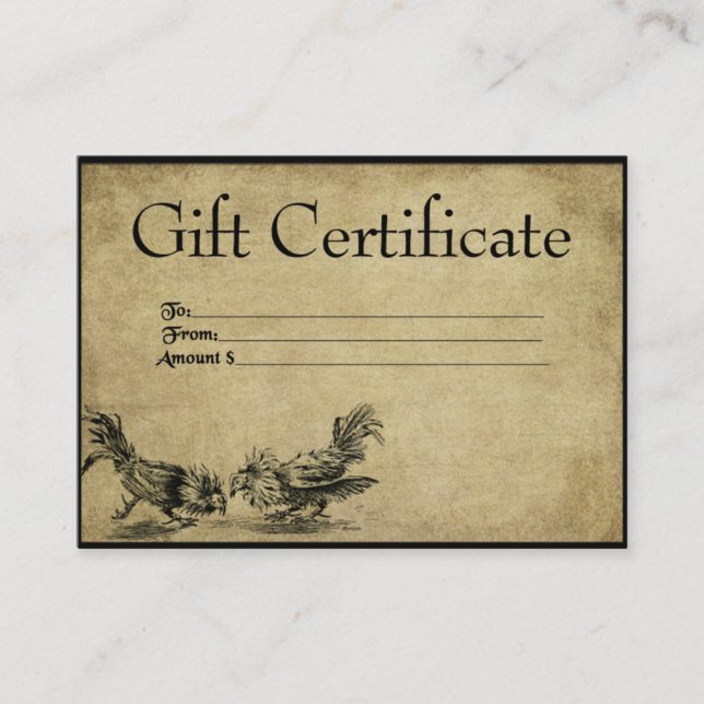 Rootin' Roosters- Placas De Certificado Prim Gift (Frente)
