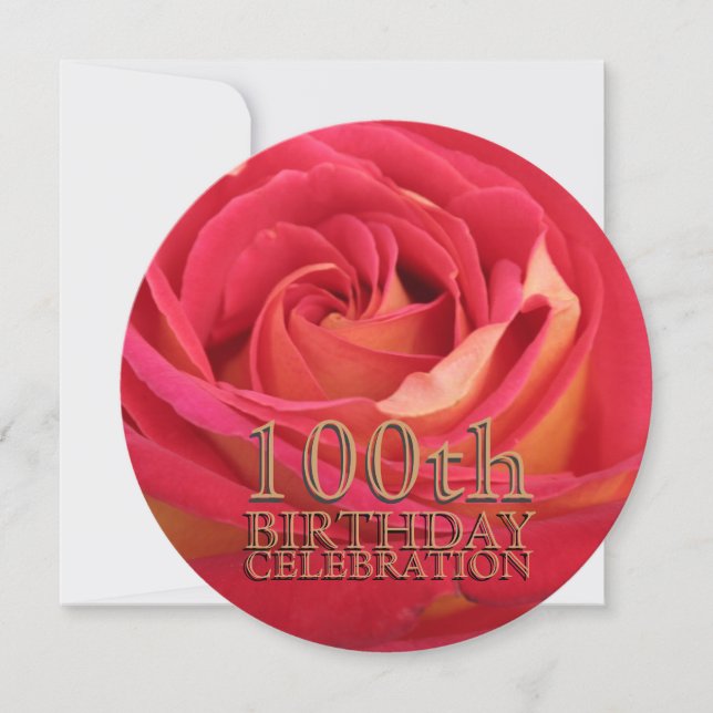 Rosa 100º Convite Personalizado de Celebração de A (Frente)