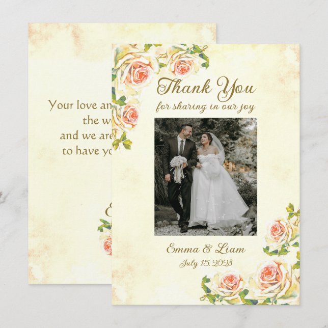 Rosa 4,5 x Cartões de agradecimentos plano 6,25 (Frente/Verso)