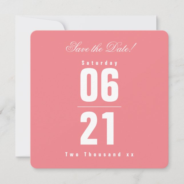 Rosa Algodão Doce Chic | Sólido | Salve a Data (Frente)