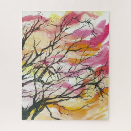 Rosa através das árvores, 16" x 20" quebra-cabeça
