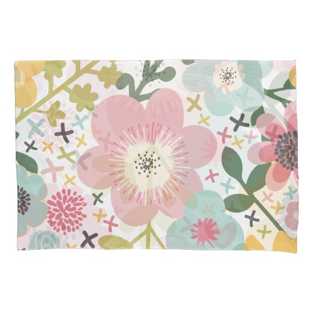 Rosa Azul Amarelo Floral Moderno  (Frente)