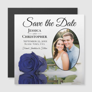 Rosa Azul Marinho Ímã de Foto de Casamento Salve a