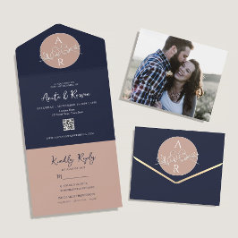 Rosa Bege Azul Marinho QR Foto Casamento