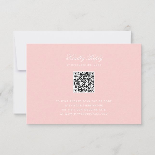 Rosa Bege com RSVP de Monograma c/ Código QR em La (Frente)
