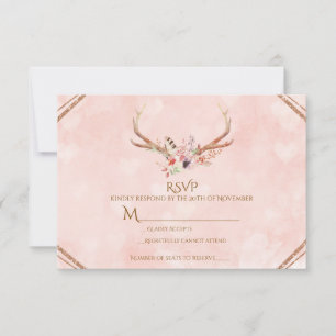 Rosa Bege Floral Veado Galhadas Boho RSVP