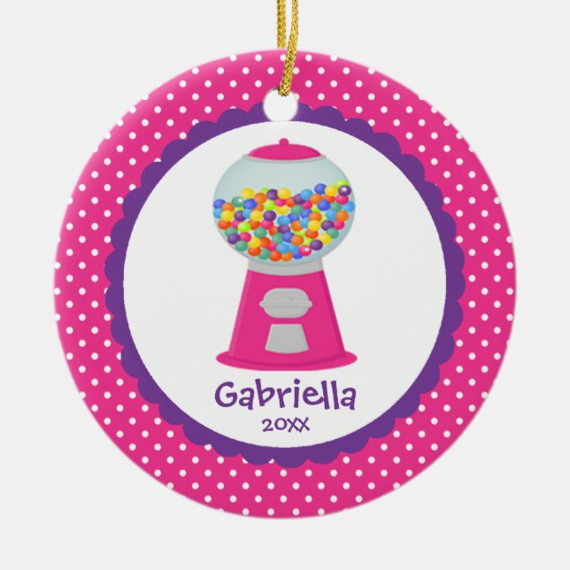 ROSA bonito Gumballs dos enfeites de natal (Frente)