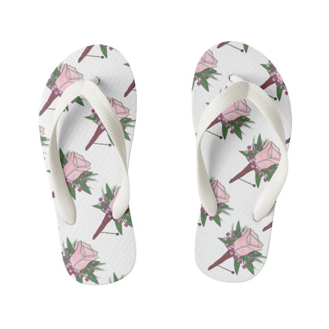 Rosa Boutonniere Ring Bearer Chinelos de Casamento (Pé da cama)