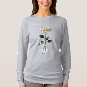 Rosa branca numa camiseta vaso