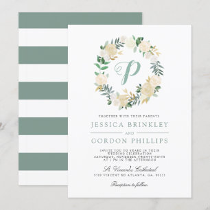 Rosa Branca Strike  Convite de casamento de Monogr