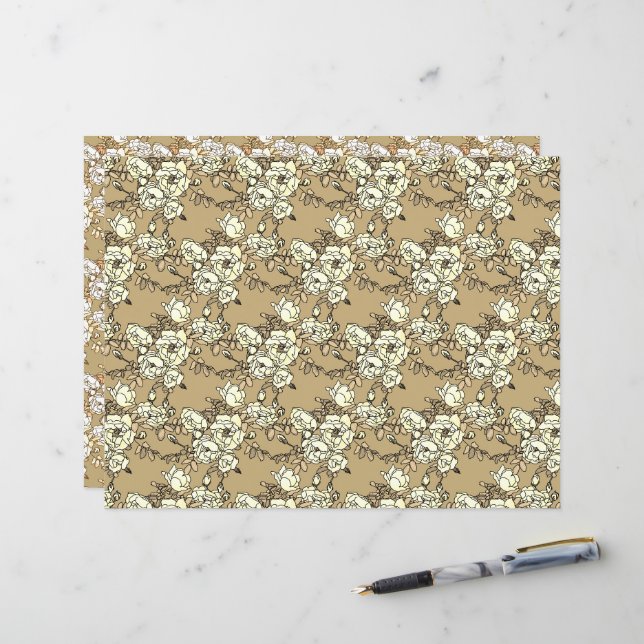 Rosa Branch Dark GoldCraft Paper (Frente/Verso In Situ)